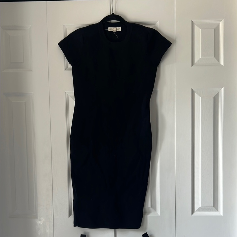 Lovestitch Black Midi Sheath Dress Crew Neck